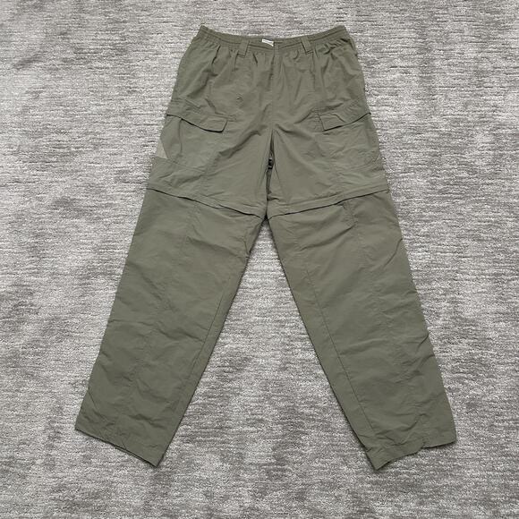 Columbia PFG Pants Mens Large Inseam 34 Green Convertible Zip Off Fishing Cargo - Picture 1 of 13